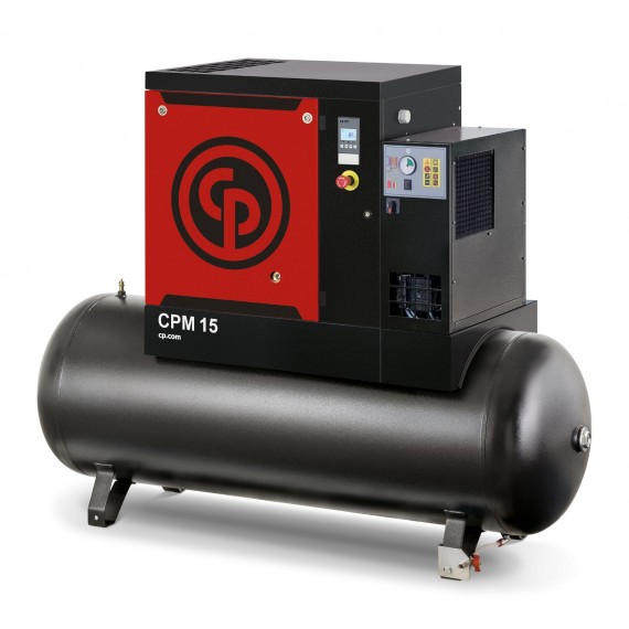 320l/min ved 10 bar Skruekompressor CPM 3kw med 200l tank og integrert kjøletørke