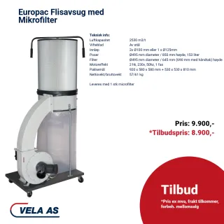 Europac Flisavsug med Mikrofilter