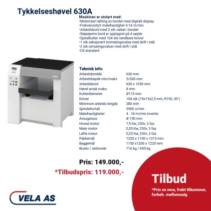 Tykkelseshøvel 630A