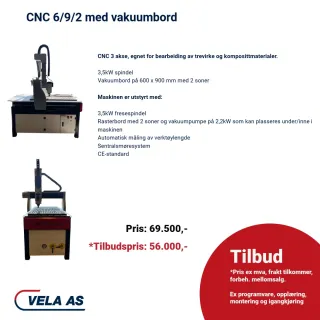 CNC 6/9/2 med vakuum bord